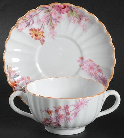 Chelsea Garden (Mustard Trim) Footed Bouillon Cup & Saucer