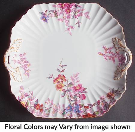 Chelsea Garden (Mustard Trim) Square Handled Cake Plate