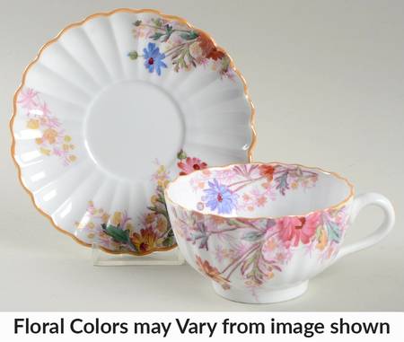 Chelsea Garden (Mustard Trim) Footed Cup & Saucer Set