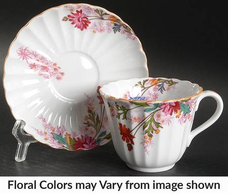 Chelsea Garden (Mustard Trim) Footed Cup & Saucer Set