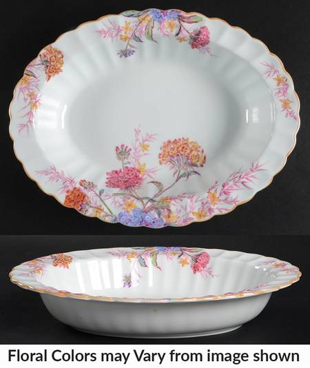 Chelsea Garden (Mustard Trim) 9" Oval Vegetable Bowl