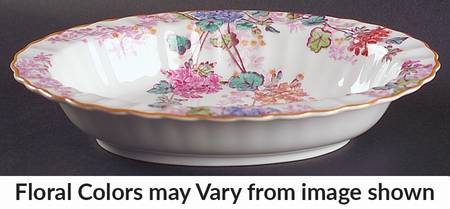 Chelsea Garden (Mustard Trim) 9" Oval Vegetable Bowl