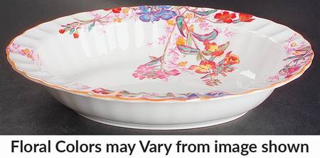 Chelsea Garden (Mustard Trim) 9" Oval Vegetable Bowl