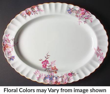 Chelsea Garden (Mustard Trim) 16" Oval Serving Platter