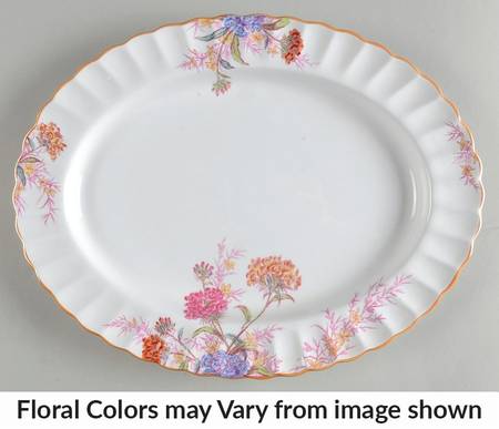 Chelsea Garden (Mustard Trim) 14" Oval Serving Platter