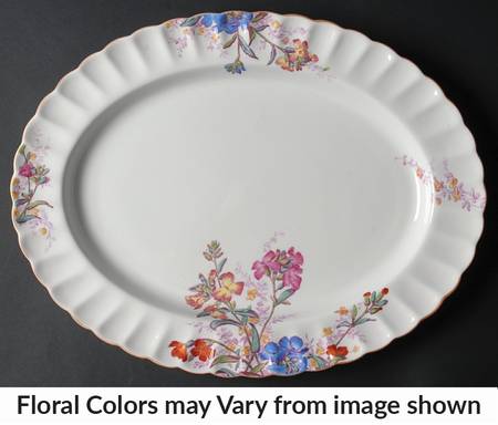 Chelsea Garden (Mustard Trim) 14" Oval Serving Platter