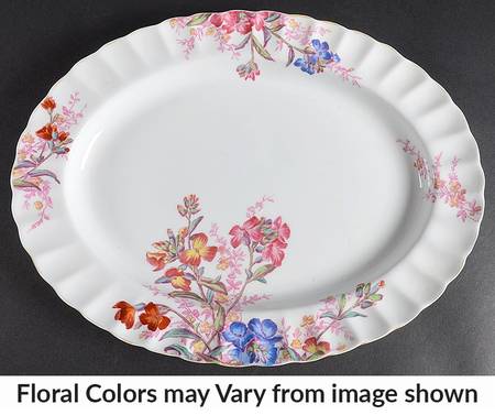 Chelsea Garden (Mustard Trim) 12" Oval Serving Platter