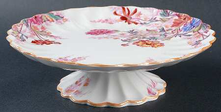 Chelsea Garden (Mustard Trim) 8" Diameter Pedestal Cake Stand