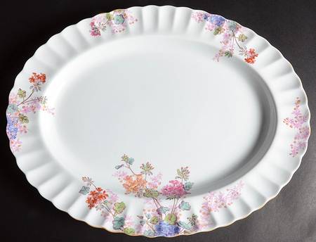 Chelsea Garden (Mustard Trim) 16" Oval Serving Platter