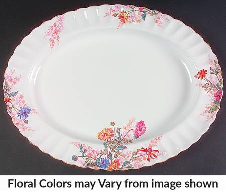 Chelsea Garden (Mustard Trim) 16" Oval Serving Platter