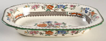 Chinese Rose Bone 9" Oval Vegetable Bowl