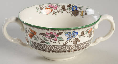 Chinese Rose Bone Flat Cream Soup Bowl