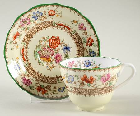 Chinese Rose Bone Footed Cup & Saucer Set