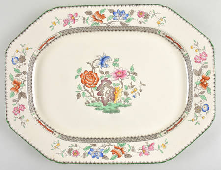 Chinese Rose 19" Oval Serving Platter