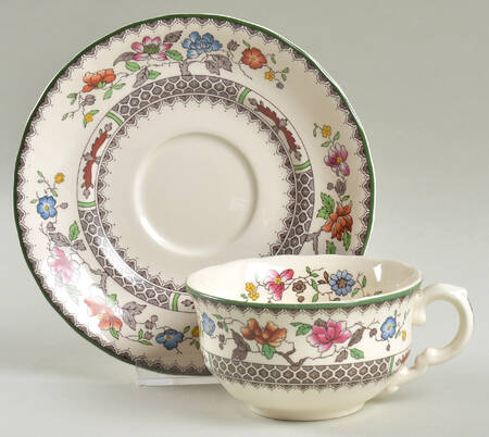 Chinese Rose Flat Cup & Saucer Set
