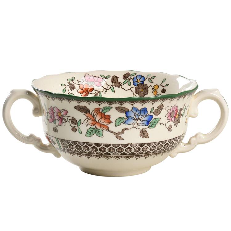Chinese Rose Footed Cream Soup Bowl