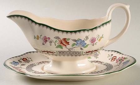 Chinese Rose Gravy Boat & Underplate