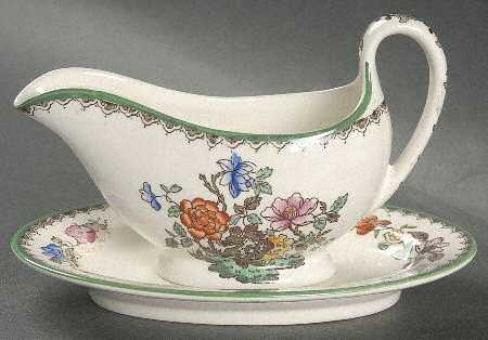 Chinese Rose Individual Gravy Boat & Plate