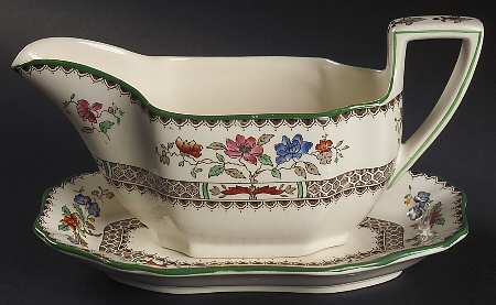 Chinese Rose Gravy Boat & Underplate