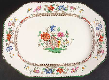 Chinese Rose 17" Oval Serving Platter