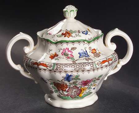 Chinese Rose Sugar Bowl & Lid