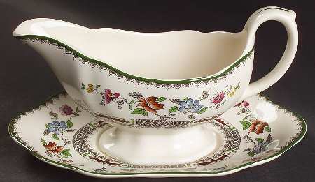 Chinese Rose Gravy Boat & Underplate