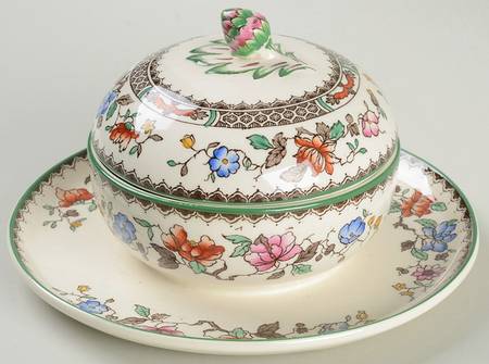 Chinese Rose Mayonnaise with Attached Underplate & Lid