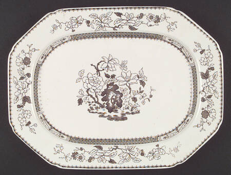 Chinese Rose Brown (Scalloped) 17" Oval Serving Platter