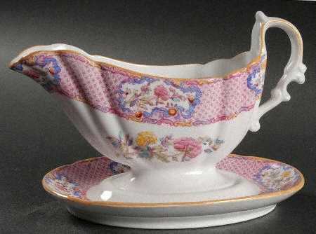 China Rose (Smooth) Gravy Boat with Attached Underplate