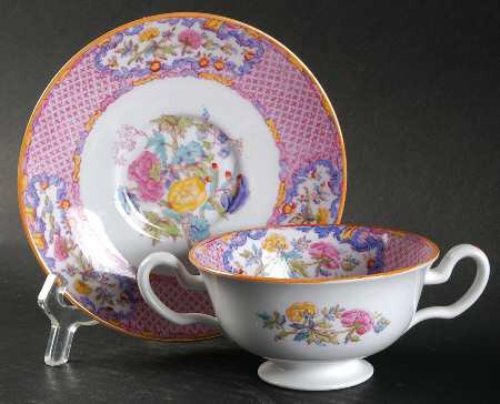 China Rose (Smooth) Footed Bouillon Cup & Saucer