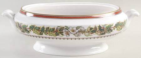 Christmas Rose Oval Vegetable No Lid