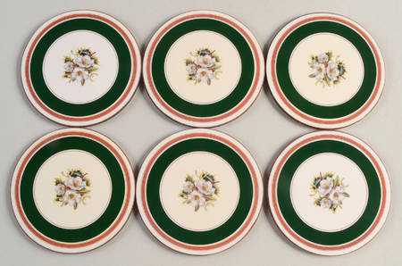 Christmas Rose 6 Piece Set Round Corkback Coaster