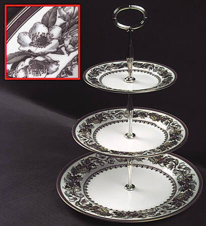 Christmas Rose 13 7/8"-14 1/4" 3-Tiered Serving Tray(DP,SP,BB) HC