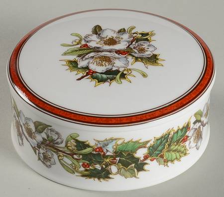 Christmas Rose 4" Round Box & Lid