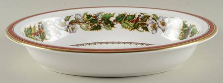 Christmas Rose 9" Oval Vegetable Bowl