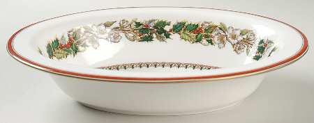 Christmas Rose 10" Oval Vegetable Bowl