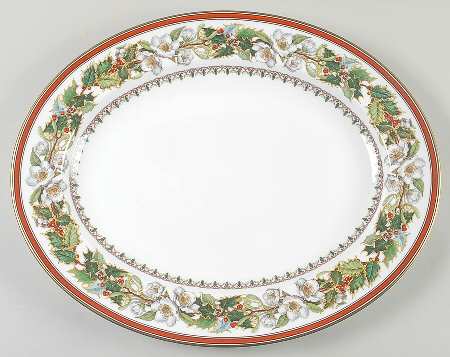 Christmas Rose 16" Oval Serving Platter