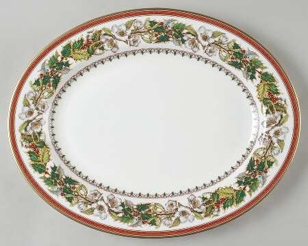 Christmas Rose 15" Oval Serving Platter