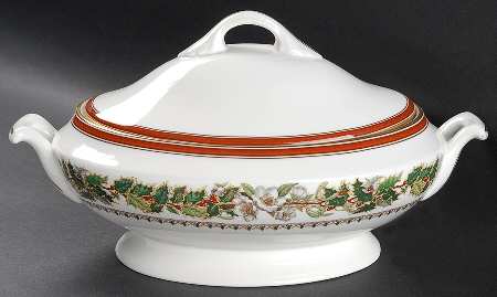 Christmas Rose Oval Covered Vegetable
