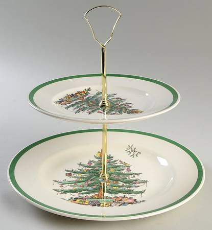 Christmas Tree 2 Tiered Serving Tray (Dinner & Salad Plate)