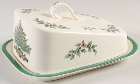 Christmas Tree Cheese Dish with Lid (Wedge)
