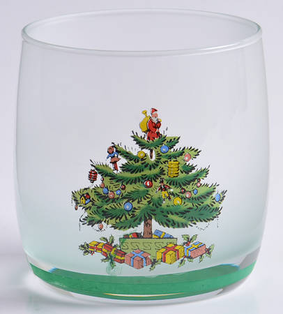 Christmas Tree Frosted Glassware Double Old Fashioned