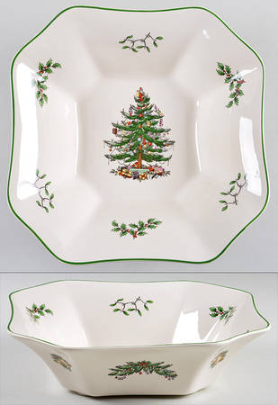 Christmas Tree 9" Square Salad Serving Bowl