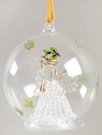 Christmas Tree Ornaments Glass Angel-Multicolor Led - Boxed