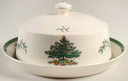 Christmas Tree Round Cheese Dish & Lid