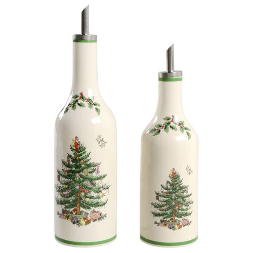 Christmas Tree Oil & Vinegar Jars with Drizzle Spouts
