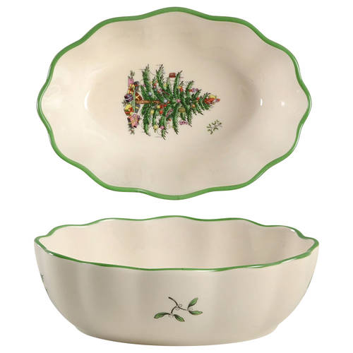 Christmas Tree 6" Oval Fluted Dish