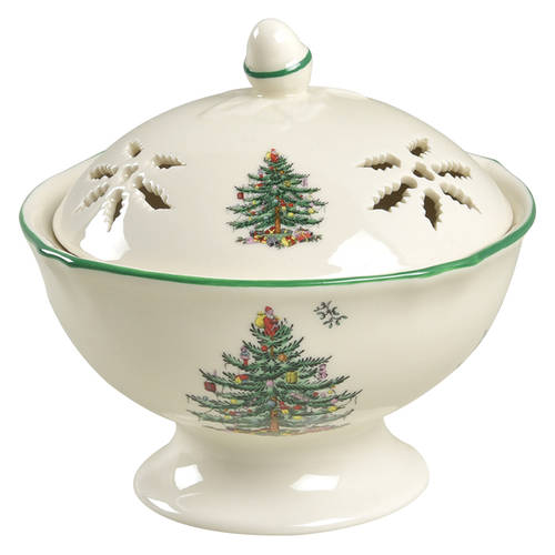 Christmas Tree Round Potpourri with Lid