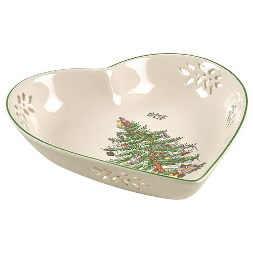 Christmas Tree 7" Pierced Heart Shaped Tray