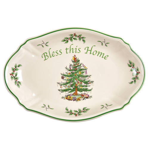 Christmas Tree 11" Tray "Bless This Home" by Spode